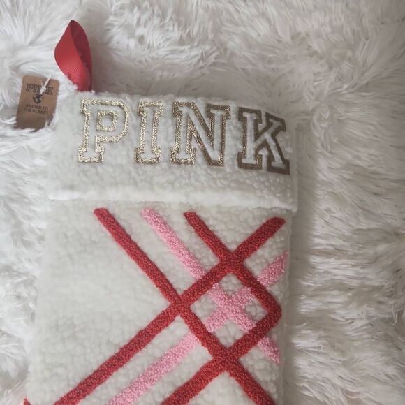 VIctoria Secret Pink Christmas candy cane stocking - Picture 2 of 3